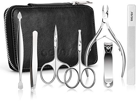 BEZOX Maniküre Set,5-teiliges Nagel Schere Nagelpflege Nagelknipser Etui,Nagelset Nageletui Nagelknipser Set, Reise Beauty Kit, Exquisitem Leder-Reisetasche Perfekte Rundum Hand-und Fußpflege