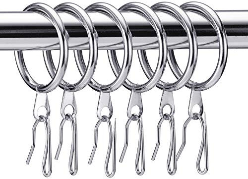 30 Stücke Metall Vorhänge Vorhangringe Vorhang Hängend Ringe und 30 Stücke Metall Vorhang Vorhangstift Haken für Fenster Vorhang, Tür Vorhang und Dusche Vorhang, 30 mm Innen Durchmesser(Silber)