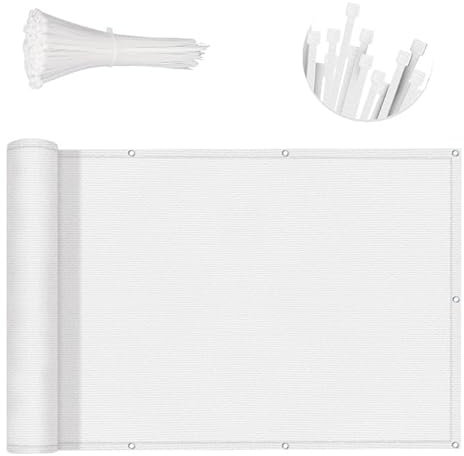 SUNNY GUARD Balkon-Sichtschutzzaun, Wohnungen, Geländer, robuster Windschutz für Außenbereich, Deck, Hinterhof, Terrasse, Sichtschutz 90 x 3 m, Weiß