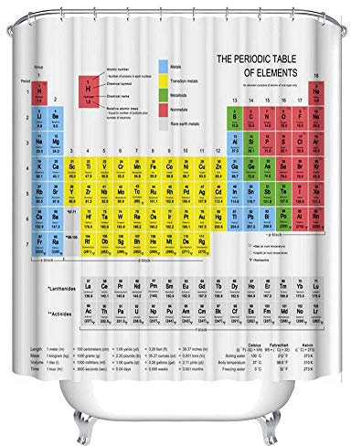 Tabla periódica Cortina de Ducha Mesa química Impresión Digital Poliéster Impermeable Productos de baño Decoración 180 * 180 m