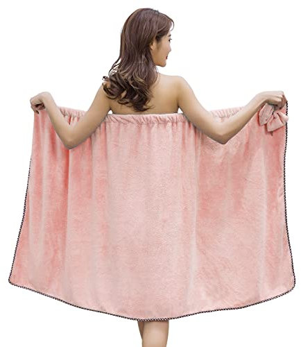 Serviette de douche réglable pour femme, avec maison, hôtel, peignoir de bain, chemise de nuit pour sauna, plage, piscine, gym, voyage – Rose