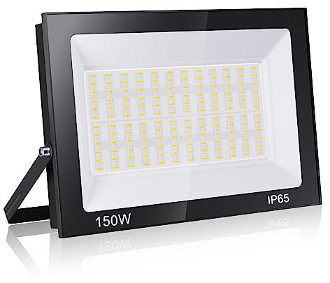 Royana 150W LED Strahler Außen 15000LM Superhell led strahler 3000K Warmweiß IP65 Wasserfest led scheinwerfer, für Sportplatz Garage Garten Hinterhof.