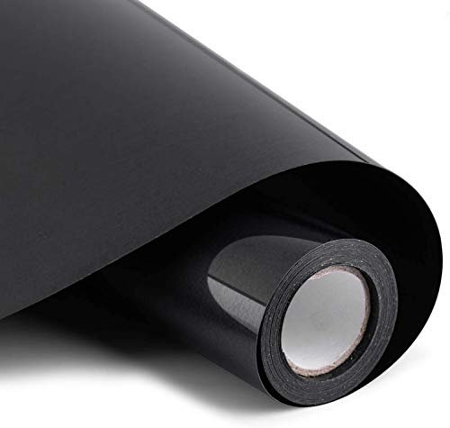wintfarm Schwarz Plotterfolie Textil,30.5×400cm Transferfolie Plotter Vinylfolie Plotter Flexfolie für Cricut,Plotterfolie Vinyl,Bügelfolie für Textilien Transferfolie zum Aufbügeln für DIY T-Shirt