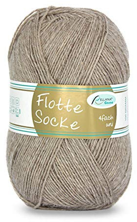 Rellana Flotte Socke uni,100 Gr. 4-fädige Sockenwolle, 75% Schurwolle(Superwash)/25% Polyamid, (918 beige-meliert)