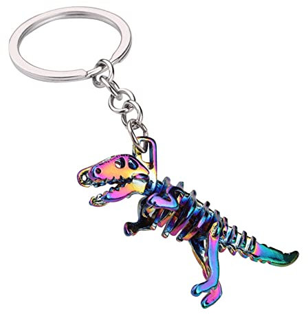 Schlüsselanhänger aus Legierung, buntes Skelett-Dinosaurier-Anhänger, Schlüsselanhänger, Metall-Schlüsselanhänger, Schlüsselanhänger, Schlüsselanhänger, Halter für Männer und Frauen