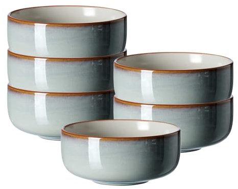 Ritzenhoff & Breker Portofino Müslischalen 6er Set, 14 cm, Runde Schalen mit Farbverläufen, Skandinavisches Design mit Reaktivglasur, Steinzeug, Blaugrau