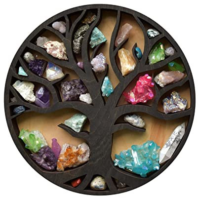 Albero della vita scaffale, Albero della vita in legno mensola e scultura in legno, Mensola in a parete Decorazione da parete Mensole in legno, Scaffali in legno galleggianti rotondi per