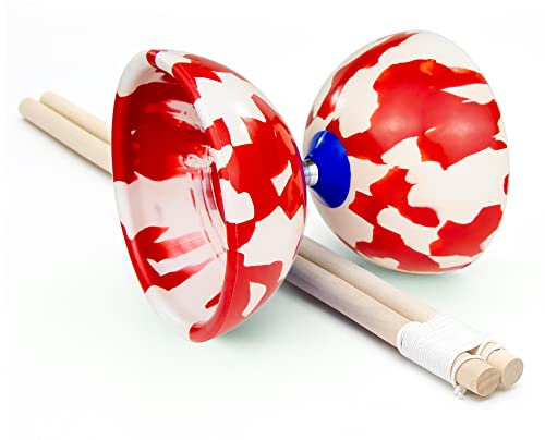 Juggle Dream Jester Diabolo Jonglierset – Fester Achse Profi-Diabolo mit Hölzernen Handstäben, Online-Lernvideo – Jonglierspielzeug (Rot/Weiß)
