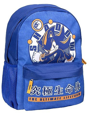 Rucksack Sonic - Farbe Blau und Orange - 30x14x41 cm - Aus Polyester - Mit Seitentasche, Verstellbare Schulterträger und Diversen Fächern - Shadow Aufdruck - Original Produkt in Spanien Designed