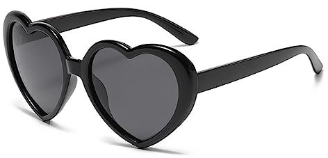 WDZAYXC Herz Polarisierte Retro Sonnenbrille für Damen und Herren, Gradient Gläser, süß und stylisch, UV400 Schutz(Schwarz/Grau)