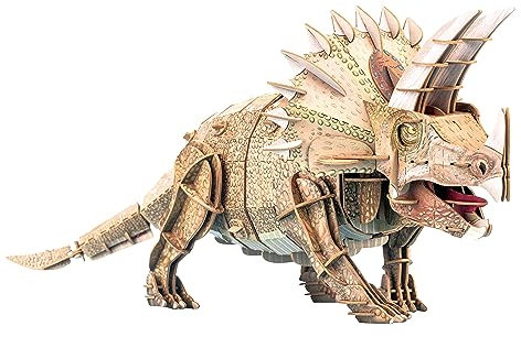mierEdu 3D Puzzle Triceratops – Beweglicher Dinosaurier-Bausatz für Kinder ab 6 Jahren – Lernspielzeug zur Förderung von Motorik & Konzentration – Detailgetreues Modell für kleine Entdecker