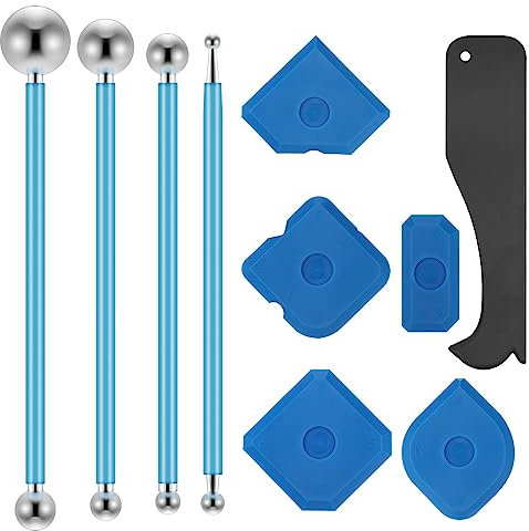 10-Pack Grout Finishing Tool, Sealant Finishing Kit Incl 5 Multi-Edge Silicone Profiling Tool, 4 Grouting Tools and 1 Plastic Scraper for Kitchen Bathroom Floor Sealant Remover Grout Smoothing