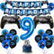 37 Pcs Video Game Birthday Decorations for Boys, 9th Blue Gaming Theme Party Balloons for Gamer Fans with Banners, Cake Topper, Game Controller Foil Balloon and Cool Latex Balloons Party Supplies