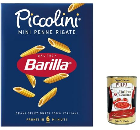 Italian Gourmet Pasta Mini Penne Rigate Nudeln italienisch kurz, 5 x 500g | Aus Hartweizengrieß, formato piccolo scanalato, ideale für Saucen und, Gesamtnettogewicht 2,5 kg + Kostenlos Polpa 400g