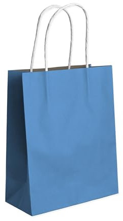 Pakomat Kraftpapier Geschenktüten 10er Set mit Henkeln 18x22cm– Umweltfreundliche Einkaufs- & Geschenktragetaschen, Ideal für Geburtstage, Partys, Mitgebsel & Geschenkverpackungen (Hellblau)