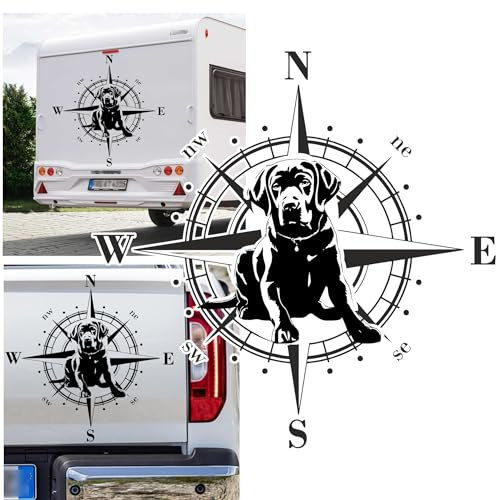 Rakelfix Kompass Labrador Retriever Lab Typ.3 Aufkleber Hund Hunde Sticker Auto Camper Wohnmobil Caravan Autoaufkleber Wohnwagen Sticker Kompassrose