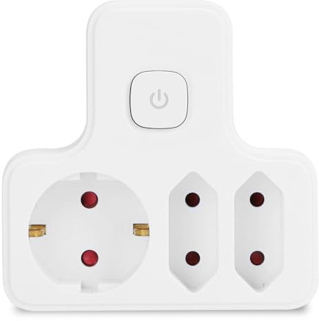 Aigostar Adaptador Enchufes Francés con 2 Tomas y Interruptor,Enchufe de Pared.con Protección Infantil,16A,250V,Blanco (3 Tomas y Interruptor)