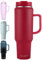 EALGRO Bicchiere da 1,5 litri con manico, bicchieri isolati con coperchio e cannuccia, grande borraccia sportiva in metallo, tazza termica da viaggio in acciaio inox, rossa