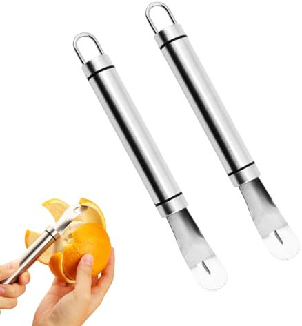 Fanlory 2PCS Stainless Steel Orange Peeler，Grapefruit Peeler，Easy to Peel, Long Handle Orange Citrus Peeler Tool, Triangular-Blade & Zigzag-Shovel Orange Peeler Gadget(2PCS)