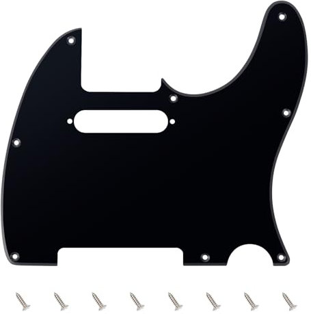 Banworks 1-lagiges Tele-Schlagbrett, 8-Loch-Schlagbrett für E-Gitarre, Schlagplatte für USA/Mexikanische Standard-Tele im modernen Stil, Telecaster JT/HB-03, glänzendes Schwarz