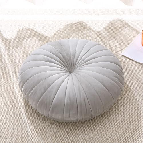 MolynnChic Coussin de sol rond de méditation pour adultes, coussin de sol épais en velours épais pour yoga, salon, balcon, tatami extérieur, 45,7 cm (gris)