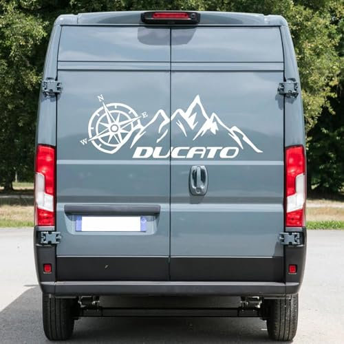LIOUFTT Autoaufkleber Van Camper Grafik Bergkompass Dekor Aufkleber, passend für FIAT Ducato 244 250 230 X250 Maxi Autozubehör