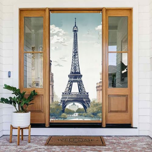 NONHAI Fengshui-Vorhang mit Sehenswürdigkeiten von Paris, für Tür, Privatsphäre, Trennwände, Tapisserie, Stoff, für Schlafzimmer, Küche, Dekoration, Tür, Verdunkelungsvorhang, 89,9 x 184,9 cm