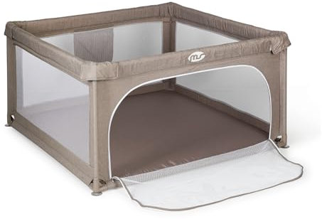 Parque Infantil L - 120x120 - Beige - Corralito para bebé plegable - Parque de juegos para bebe Seguro, Con gateras y ventana red
