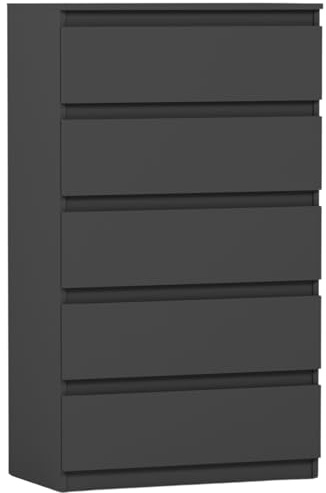 Framire Hohe Flurkommode mit Schubladen, Anthrazit - 70 x 40 x 121 cm - Modern R5