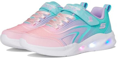 Skechers Girls' Sola Glow Trainers, Aqua Multi, 31 EU