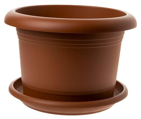 2friends Pot de fleurs rond de 40 cm avec soucoupe – Grand pot de fleurs en plastique résistant au gel – Fabriqué en Allemagne – Pot de fleurs avec protection UV et réservoir d'eau – Terracotta