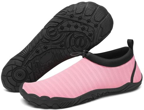 Mishansha Chaussures Aquatiques Homme Femme Chaussure d'eau Chausson de Plage pour Piscine Mer Baignade Plongée Rose,GR.39
