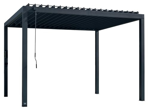 Backyard Discovery Sarasota Steel Louvered Outdoor Pergola | Protect Tested & Proven Outdoor Structure | Weatherproof Adjustable Roof Opening | Maintenance Free Modern Design | 3.7m x 3m (12ft x 10ft)