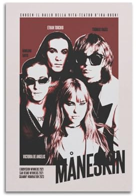 Maneskin Wandposter Vintage Leinwand Musik Filme, Wandkunst Poster Wandkunst Bild Poster Wohnzimmer Schlafzimmer Dekorative Malerei 30 * 45 cm (11 * 18 Zoll), Rahmenloser Stil