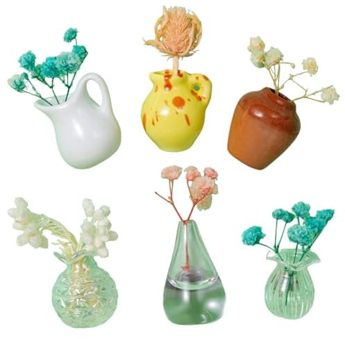 Mini Vase Fridge Magnets, Mini Magnetic Vases for Refrigerator, Tiny Flower Pot Vases Fridge Magnetics, Cute Funny 3d Bud Vase Magnetic for Kitchen, Office Decoration (white h)