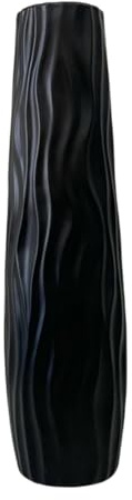 Tall Floor Vase Rustic Muted Texture Floor Standing Vase Large Impact-Resistant Plastic Flower Vase for Pampas Grass, Dried Flowers, Modern Deco, Home Office Decor, Hydroponic Plants， Black