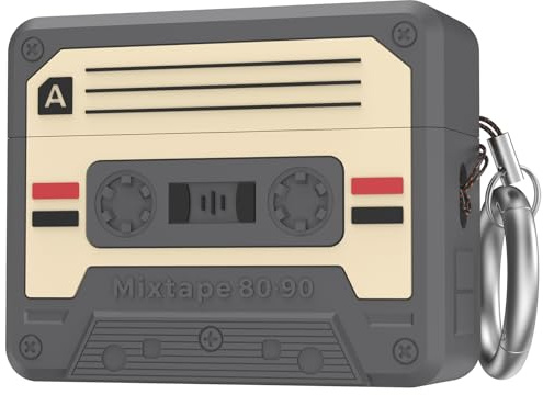 TRONWIN AirPods Pro 3 Hülle - Retro Cassetten Design Case für Apple AirPods Pro 3. Generation, Schützende Silikon air pods pro 3 Cover für Männer & Frauen (Dunkelgrau)