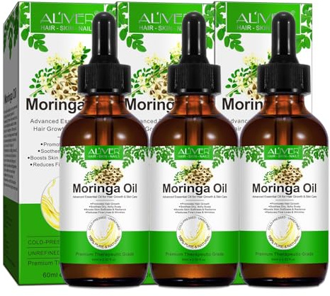 P-Beauty Moringa Öl für Haare, Haut & Gesicht Pflegeöl Kaltgepresst - Feuchtigkeit, Anti-Frizz Wirkung, Anti-Aging, Haarwachstum - Glättet, schützt & pflegt mit Vitaminen & Antioxidantien - 3x60ml