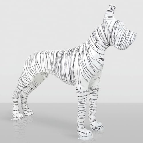 Casa Padrino XXL Deko Skulptur Deutsche Dogge Weiß/Schwarz 130 cm - Garten Figur