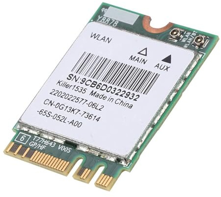 BONKZEBU Killer 1535AC Dual Band 802.11ac NGFF M.2 867Mbps 4.1 Wireless-Netzwerkkarte für Verbessertes Spielerlebnis, MU-MIMO-Unterstützung für ExtremeRange, Passend für Online-Gamer