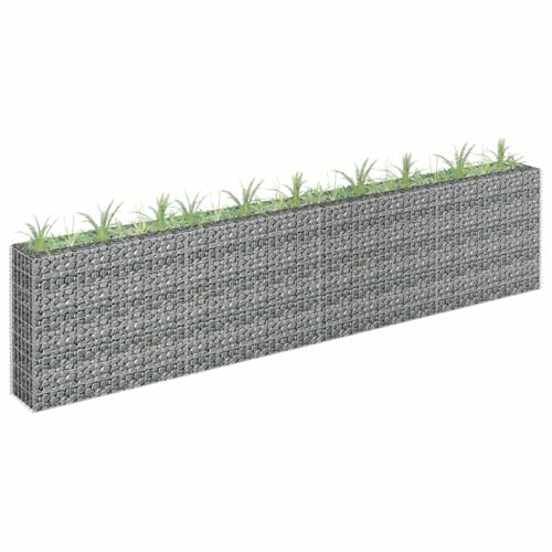 Jardinière surélevée gabion en acier galvanisé 360 x 30 x 90 cm, panier métallique solide pour jardin et terrasse, pot de fleurs et grille en maille, acier inoxydable résistant aux intempéries