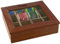 APS 11776 Teebox, 31 x 28 cm, H: 9 cm, rHolz (Rubberwood), rot-braun, Sichtfenster aus Acryl