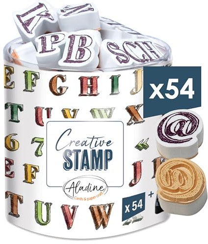 Aladine Stempelset für kreatives Kartenbasteln, zum Selbermachen, Stempel, Stempel, Stempel, Stempel, zum Mitnehmen, mit schwarzem Stempelkissen