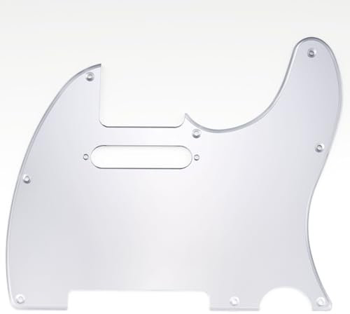 Musiclily 8 Löcher Tele Pickguard Gitarre Schlagbrett für Fender American/Mexican Standard Telecaster Modern Style E-Gitarre,1 lagig Silver Mirror