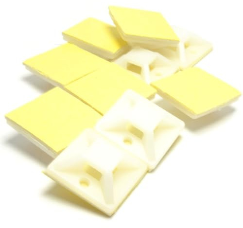 Cable Tie Base 28mm x 28mm Self Adhesive Large Natural White [10 Pack]