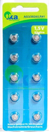 tka Köbele Akkutechnik Batterien LR41: Alkaline-Knopfzellen LR41, 1,5 Volt, im 10er-Sparpaket (Knopfbatterie LR41, Knopfzelle AG3, Pulsmesser)