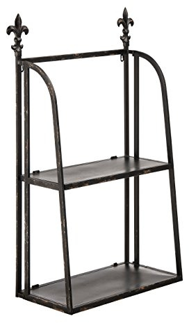 Premier Housewares Wall Mountable 2-Tier Shelf Unit, Black