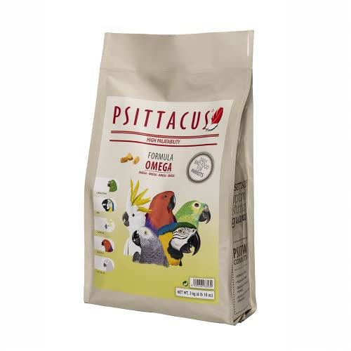 Psittacus Omega 3 kg | Pienso Completo para Yacos, Guacamayos, Eclectus y Otros Loros Africanos | Alimento Premium para Aves, 100% no-GMO