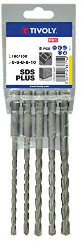 Tivoly 10901070047 Lot de 5 Forets Sds+ Simple Goujure L160mm