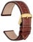 WOCCI 19mm Uhrenarmband Leder für Damen und Herren, Geprägtes Alligator, Goldene Schnalle (Braun mit Beige Nähten)